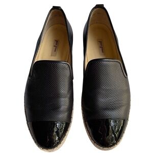 Paul Green Loafers Espadrille Jute Platform Black Leather Women's UK 5 US 7.5